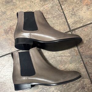 Frye Gray Leather Ankle Boots